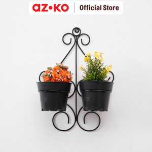 AZKO Arthome 40 cm Rak Tanaman Gantung 2 Pot Plant Rak Rak Tumbuhan Serbaguna Peralatan Berkebun Pot Gantung