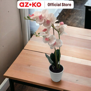 AZKO Arthome 51 cm Bunga Artifisial Orchid 2 Steam Dengan Pot Plt - Peach Tumbuhan Buatan Bunga Hias Cantik Sintetis Tanaman Artificial Dekorasi Flower Pajangan Rumah Serbaguna Hiasan Properti Foto