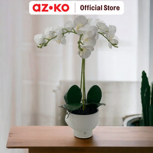 AZKO Arthome 60 cm Bunga Artifisial Orchid 3 Stem Dengan Pot Crm - Ungu Tumbuhan Buatan Bunga Hias Cantik Sintetis Tanaman Artificial Dekorasi Flower Pajangan Rumah Serbaguna Hiasan Properti Foto
