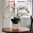 AZKO Arthome 60 cm Bunga Artifisial Anggrek Dengan Pot - Putih Tumbuhan Buatan Bunga Hias Cantik Sintetis Tanaman Artificial Dekorasi Flower Pajangan Rumah Serbaguna Hiasan Properti Foto