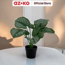 AZKO Arthome 29 cm Tanaman Artifisial Big Leaf Dengan Pot - Hijau Tumbuhan Tanaman Buatan Dekorasi Plant Sintetis Pajangan Rumah Serbaguna Hiasan Properti Foto
