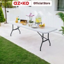 AZKO Krisbow 244X76 cm Meja Taman Lipat Rectangle - Putih Granite Foldable Garden Desk Picnic Table Meja Halaman Serbaguna Furniture Indoor Outdoor