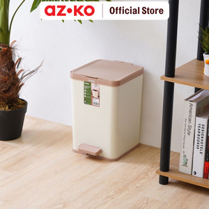 AZKO Stora Tempat Sampah Pedal Soft Close Tong Sampah Pedal Wadah Pembuangan Alat Kebersihan Indoor Trash Bin - Krem
