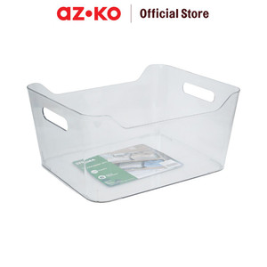 AZKO Stora Keranjang Penyimpanan Clear Handle Storage Basket Kotak Penyimpanan Serbaguna Bin Organizer Tempat Simpan Barang - XS