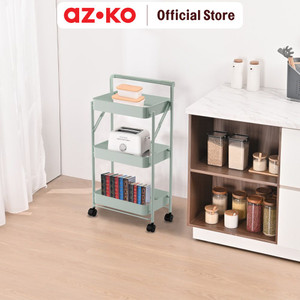 AZKO Stora Rak Troli Lipat Tempat Penyimpanan Multifungsi Dengan Roda Storage Trolley Wheels Rack Perlengkapan Rumah Tangga - Hijau