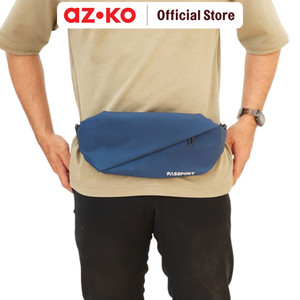 AZKO Passport Warren Tas Pinggang - Biru Navy Waist Bag Mini Bag Fanny Pack Tas Sabuk Cowok Fashion Pria
