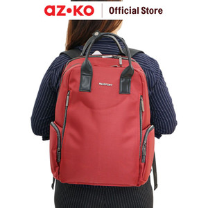 AZKO Passport Louis Tas Ransel - Merah Adult Backpack Tas Punggung Dewasa Ransel Gendong Serbaguna