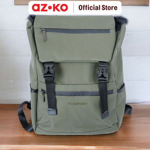 AZKO Passport Houston Tas Ransel - Hijau Adult Backpack Tas Punggung Dewasa Ransel Gendong Serbaguna