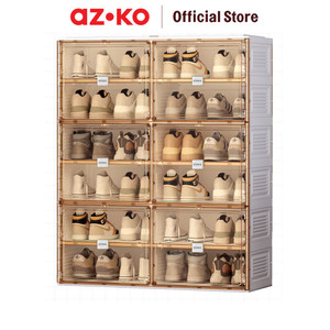 AZKO Stora Lemari Sepatu Lipat 12 Tingkat - Putih Shoe Box Storage Container Sepatu Wadah Penyimpanan Alas Kaki