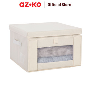 AZKO Stora Kotak Penyimpanan Dengan Tutup Dopfront Kotak Serbaguna Plastik Wadah Simpan Storage Box Dengan Handle Boks Organizer - 38x38x24.5cm