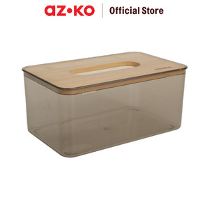 AZKO Stora Kotak Tisu Dengan Tutup Bambu Tissue Box Holder Kotak Tisu Aesthetic Wadah Penyimpanan Tisyu Perlengkapan Rumah Tangga - 11.5x11.5x9cm