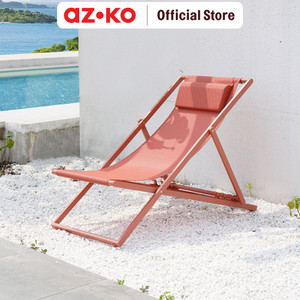AZKO Soleil Kursi Pantai 4 Posisi Dengan Bantal - Oranye Coral