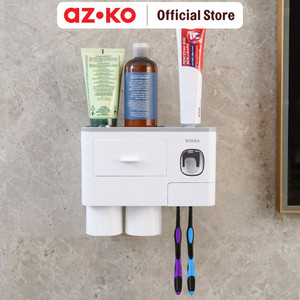 AZKO Stora Tempat Sikat Gigi Dengan 2 Gelas & Laci Penyimpanan