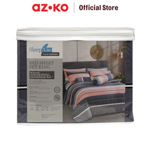 AZKO Sleeplite 180X200 cm Set 5 Pcs Seprai King Polyester Tripe Azure
