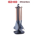 AZKO Kris Set 6 Pcs Peralatan Masak Silikon Dengan Rotating Stand - Abu