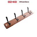 AZKO Stora 45X7X8 cm Gantungan Pakaian Dinding 4 Kait - Cokelat Walnut