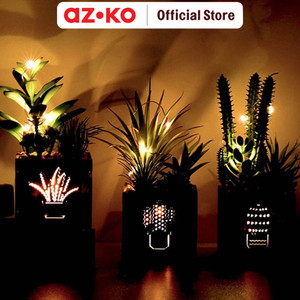 AZKO Arthome Tanaman Artifisial Succulent Dengan Light SetA In Shaw Pot