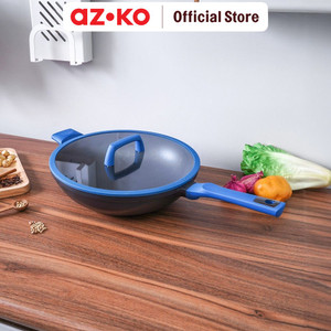 AZKO Kris 32 cm Superb Wajan Penggorengan Wok - Biru/Hitam