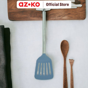 AZKO Kris Spatula Turner Slotted Nylon Gagang Stainless Steel - Abu-Abu