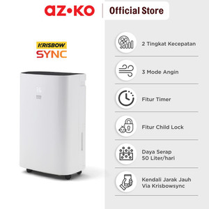 AZKO Krisbow Sync 50 ltr Smart Dehumidifier - Putih Smart Alat Pengatur Kelembapan Udara Mesin Penyerap Kelembaban Pintar Elektronik Rumah Tangga Pengering Udara