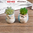 AZKO Arthome Tanaman Artifisial Sukulen Owl Pair Tumbuhan Tanaman Buatan Dekorasi Plant Sintetis Pajangan Rumah Serbaguna Hiasan Properti Foto - Cokelat