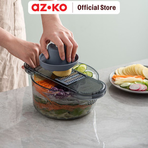 AZKO Kris Parutan Dengan Keranjang Wadah Alat Parut Grater Pemarut Keju Bumbu Masakan Serbaguna Kitchen Gadget Perlengkapan Dapur Peralatan Masak - Biru