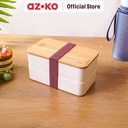 AZKO Kris Miku Kotak Makan 2 Tingkat Lunch Box Lunch Box Food Grade Food Box Kotak Bekal Makan Bpa Free Wadah Makanan - Biru/Abu-abu