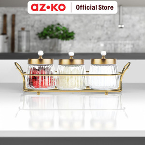 AZKO Kris 480 ml Set 3 Pcs Stoples Kaca Dengan Rak Cyrstal