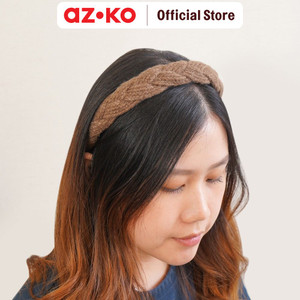 AZKO Ataru Bando Thick Knit Braid Headband Headband Aksesoris Rambut Bandana Wanita Women Accessories Hiasan Kepala - Cokelat