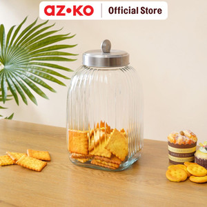 AZKO Kris Stoples Kaca Chic Glass Canister Jar Tempat Simpan Snack Dan Permen Setoples Toples Beling Serbaguna Perlengkapan Dapur Wadah Makanan - 2.86