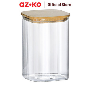AZKO Kris Bailey Stoples Kaca Borosilicate Square Food Canister Jar Tempat Simpan Snack Dan Permen Setoples Toples Beling Serbaguna Perlengkapan Dapur Wadah Makanan - 0.60