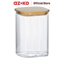 AZKO Kris Bailey Stoples Kaca Borosilicate Square Food Canister Jar Tempat Simpan Snack Dan Permen Setoples Toples Beling Serbaguna Perlengkapan Dapur Wadah Makanan - 0.60