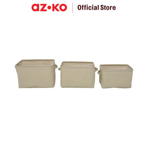 AZKO Stora Set 3 Pcs Keranjang Penyimpanan Fabric - Krem Beige