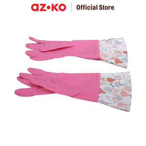 AZKO Proclean Sarung Tangan Dapur Printed Cuff Rubber Cleaning Hand Gloves Cleaning Tools Pelindung Tangan Kebersihan Elastis Reusable Anti Slip Gloves - Hijau