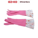 AZKO Proclean Sarung Tangan Dapur Printed Cuff Rubber Cleaning Hand Gloves Cleaning Tools Pelindung Tangan Kebersihan Elastis Reusable Anti Slip Gloves - Hijau