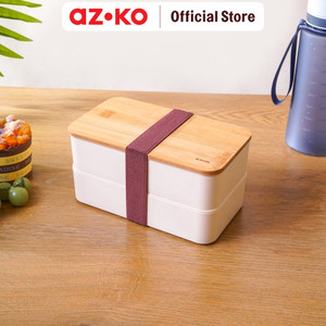 AZKO Kris Miku Kotak Makan 2 Tingkat Lunch Box Lunch Box Food Grade Food Box Kotak Bekal Makan Bpa Free Wadah Makanan - Biru/Abu-abu