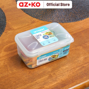 AZKO Smash 1 ltr Kotak Makan Lunch Box Leak Proof Lunch Box Food Grade Food Box Dengan Clip Kotak Bekal Makan Bpa Free Wadah Makanan - Biru