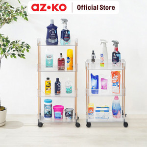 AZKO Stora Rak Troli Tingkat Dengan Roda Tempat Penyimpanan Multifungsi Dengan Roda Storage Trolley Wheels Rack Perlengkapan Rumah Tangga - 3 Tingkat