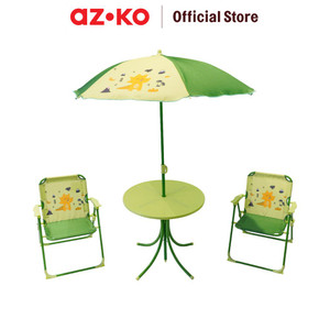 AZKO Soleil Patio Set Kursi Dan Meja Teras Anak Dengan Payung Balcony Table Kids Chair Furniture Outdoor Serbaguna Furnitur Rumah Tempat Duduk Kursi Halaman - Hijau