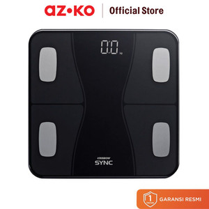 AZKO Krisbow Sync 180 kg Smart Timbangan Badan Digital - Hitam Smart Body Weight Scale Alat Pengukur Berat Badan Pintar Penghitung Berat Tubuh