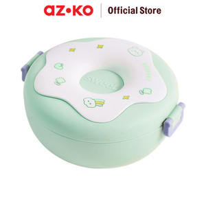 AZKO Kris 1 ltr Kotak Makan 3 Sekat Doughnut - Hijau Lunch Box Food Grade Food Box Kotak Bekal Makan Bpa Free Wadah Makanan - Hijau