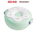 AZKO Kris 1 ltr Kotak Makan 3 Sekat Doughnut - Hijau Lunch Box Food Grade Food Box Kotak Bekal Makan Bpa Free Wadah Makanan - Hijau