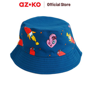 AZKO Ataru Topi Bucket Reversible Muklay Gigi Aksesoris Kepala Bucket Hat Bolak Balik Topi Stylish Unisex Serbaguna Aksesoris Fashion Pria Wanita - Tosca/Kuning
