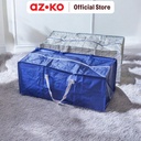 AZKO Stora Set 2 Pcs Tas Penyimpanan - Biru Foldable Storage Bag Tas Organizer Lipat Tempat Simpan Serbaguna Dengan Handle - Abu-abu