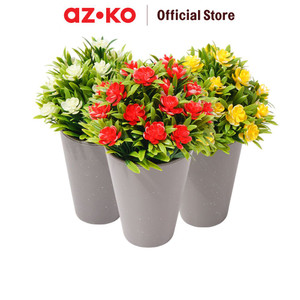 AZKO Arthome Bunga Artifisial Grass Dengan Pot Gardenia - Merah - Merah