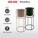 AZKO Arthome Pot Tanaman Dengan High Stand Wadah Iron Bunga Tempat Tumbuhan Perlengkapan Berkebun Aksesoris Taman - Hijau