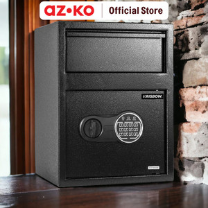 AZKO Krisbow 34.5X30X45.5 cm Brankas Besi Deposit - Hitam