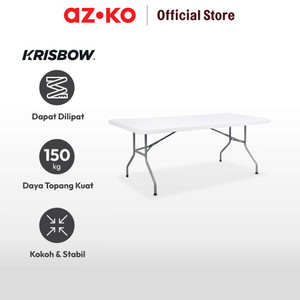 AZKO Krisbow 200X90 cm Meja Lipat Rectangle - Putih/Abu-Abu