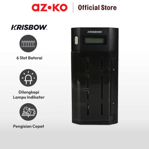 AZKO Krisbow Charger Baterai Universal 6 Slot Ctc Aa/Aaa/9V/C/D - Hitam