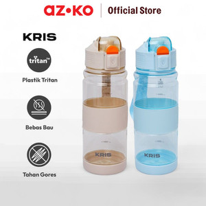 AZKO Kris Yuki Botol Minum Tritan Dengan Strap Water Drinking Bottle Botol Air Bpa Free Wadah Minuman Perlengkapan Minum Drinkware - Biru